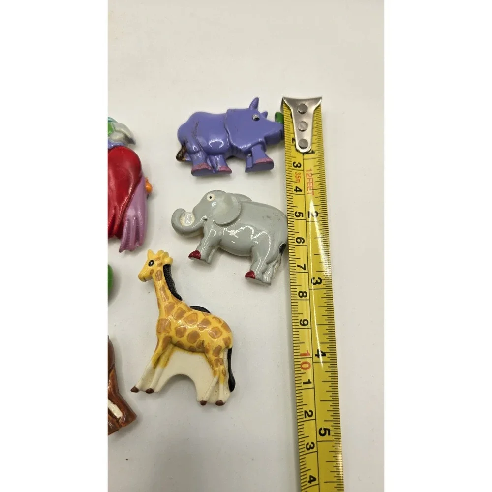 Vintage 1987 LVC Taiwan Safari Animal Ceramic Fridge Magnets Zoo Lot Of 7